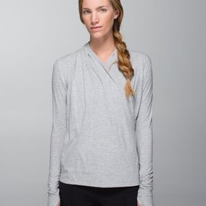 Lululemon Radiant Long Sleeve Hyper Stripe Heathered Medium Grey Ghost